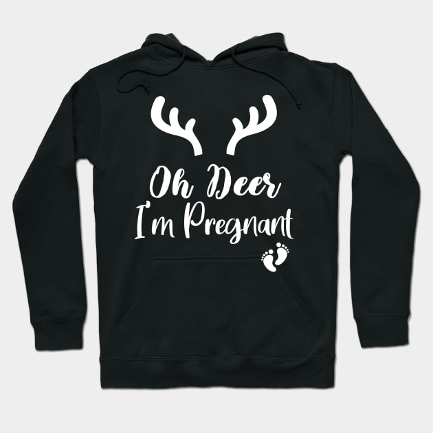 Oh Deer I'm Pregnant Gift, Christmas Pregnancy Announcement, Funny Pregnancy Announcement Hoodie by WassilArt